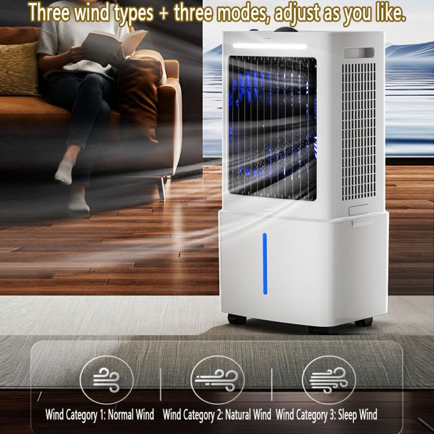 GENERIC Climatiseur Portable, Refroidisseur D'air Par évaporation Avec Réservoir De 25 L, Refroidissement Rapide, 3 Vitesses, Minuterie 12 H, Climatisation Sans Fenêtre Pour Chambre, Maison, Bureau