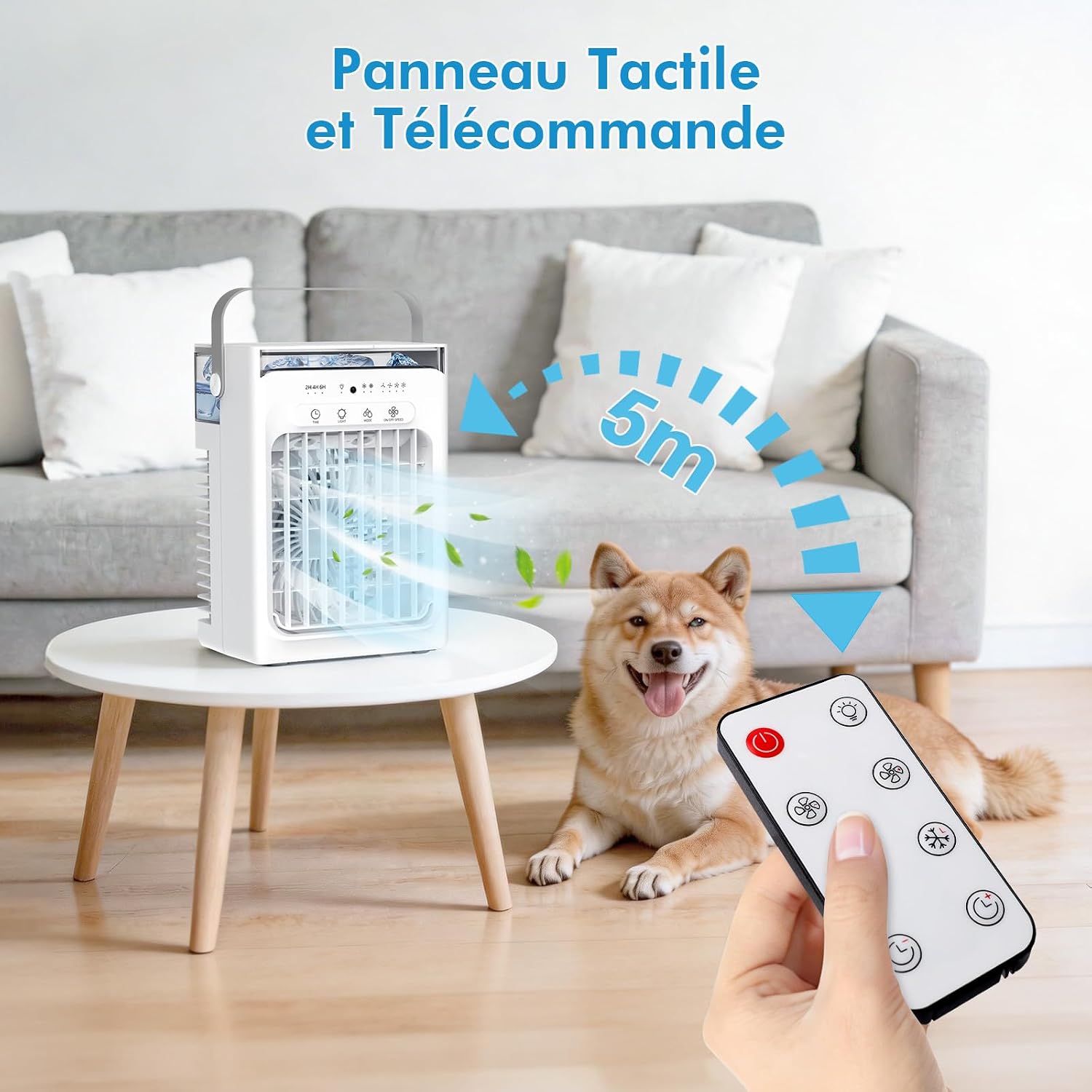  Mini Climatiseur Portable 3-en-1, Réservoir D'Eau 1L, 4 Vitesses Réglables, 3 Minuteurs, Lumière RVB Intégrée, Climatiseur Mobile Silencieux Avec Télécommande Pour Maison, Bureau