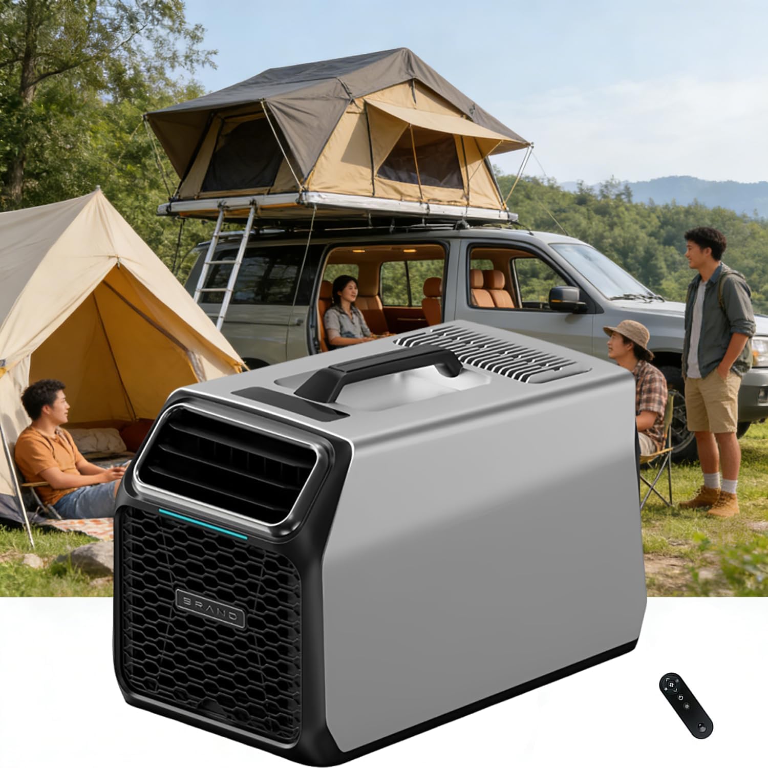  Nouveau Climatiseur Portable Camping 3500 BTU Pour Tente Et Petits Espaces (3–5 M²), Climatiseur Mobile Silencieux Pour Camping-Car, Avec Minuterie Et Télécommande Silver