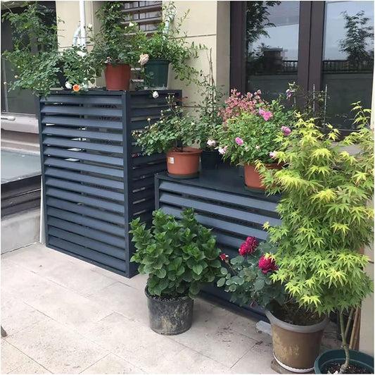  Housse De Protection En Aluminium Pour Climatiseur Et Pompe à Chaleur - Clôture D'intimité Extérieure Pour Plantes - Étagère De Rangement Résistante Aux Intempéries Et Bouclier De Condensateur
