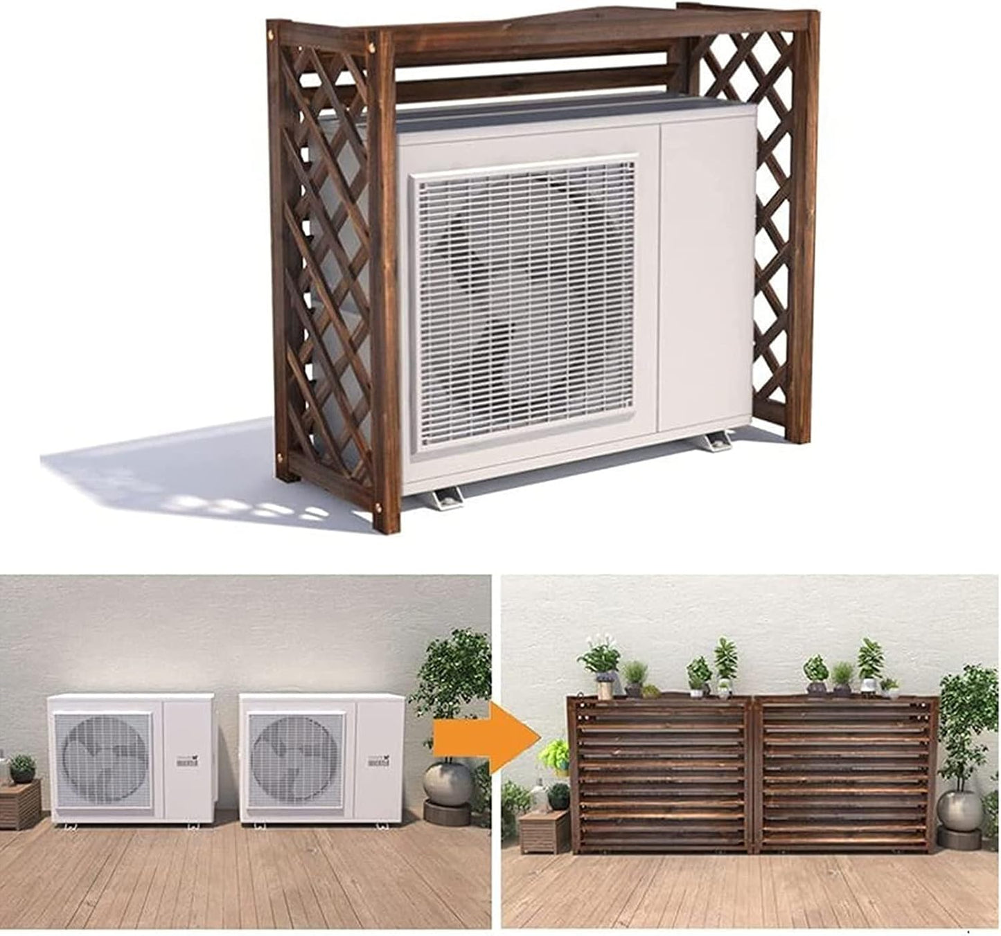  Grille De Protection Pour Climatiseur Et Support Pour Plantes Résistant Aux Intempéries En Bois IV Durable Pour Une Utilisation En Extérieur. Grille De Protection Pour Cl