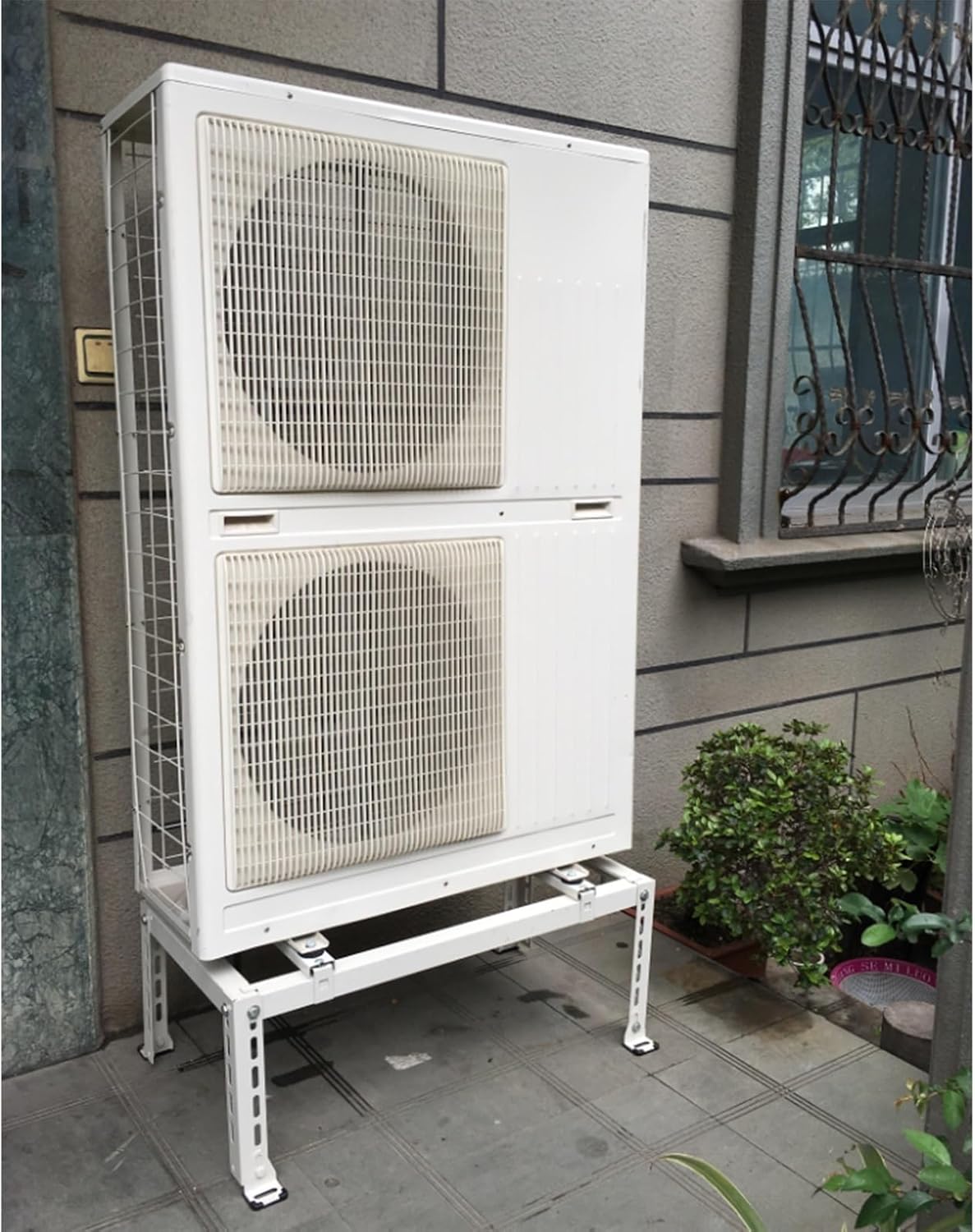  Support De Climatiseur Sans Perçage – Support Au Sol Robuste Pour Mini Pompe à Chaleur Pouvant Supporter Jusqu'à 217,7 Kg Avec Amortisseurs De Chocs, Installation Facile.