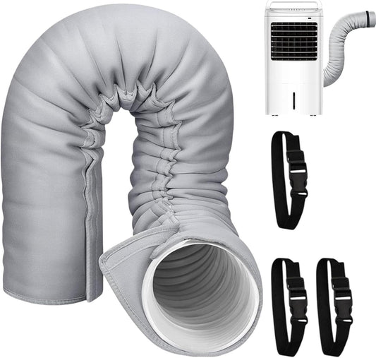  Manchon Isolant Pour Tuyau Ca Portable, 150x53cm Polyester Manchon D'isolation Portable Pour Tuyau Ac 3 Sangles Ajustables, Convient Pour 12,7 Cm Et 15 Cm De Diamètre