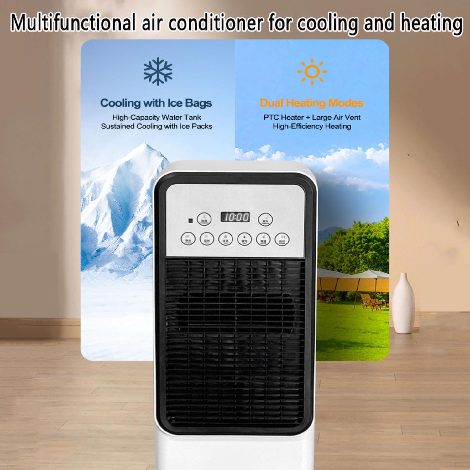 GENERIC Refroidisseur D'air Par évaporation – Ventilateur Tour De Refroidissement Portable Avec Réservoir D'eau De 3 L, Blocs De Glace, Télécommande Et 3 Vitesses Pour Chambre à Coucher