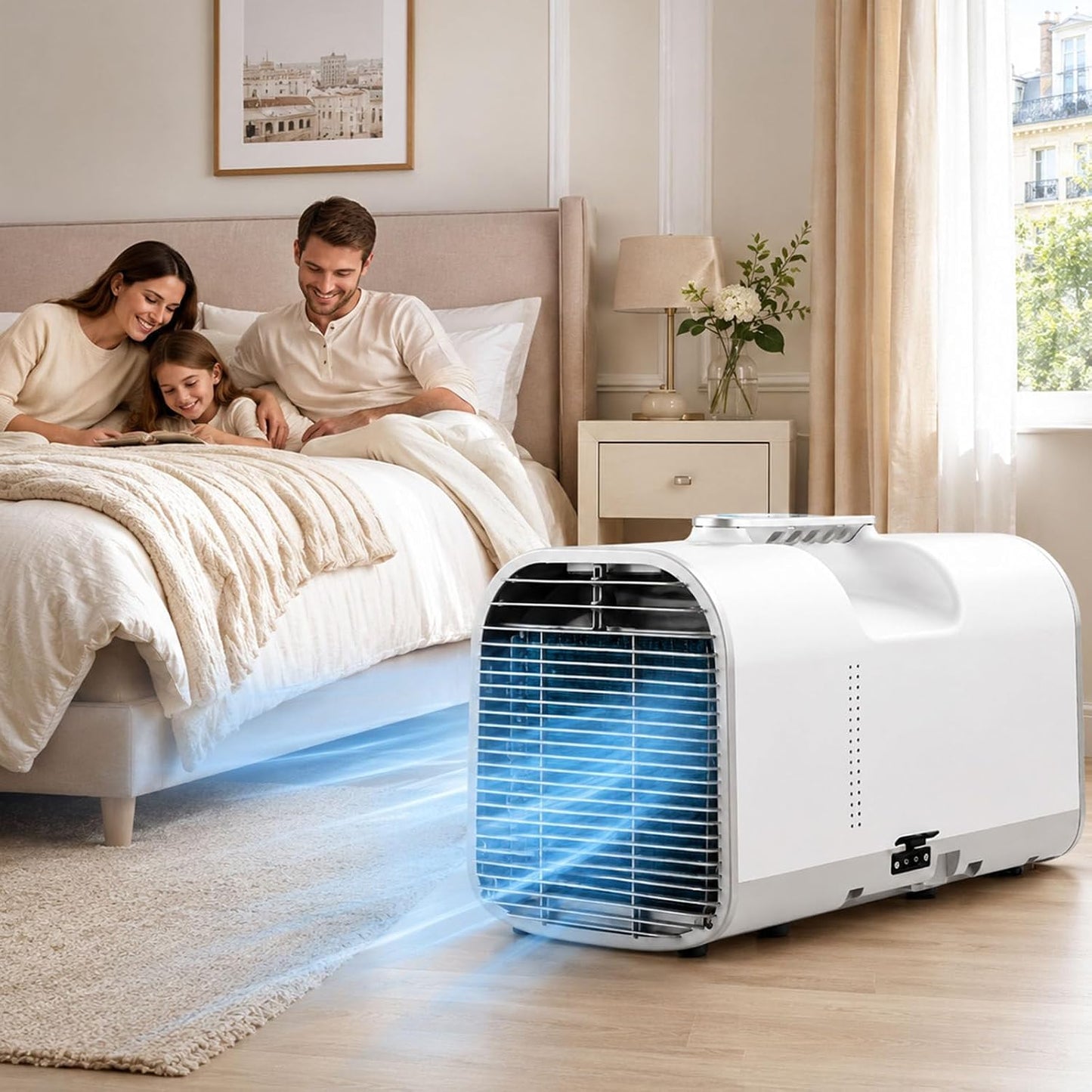  Climatiseur De Camping 4 En 1, Climatiseur Portable, Climatiseur Mobile, Rafraîchisseur D'air Professionnel Pour Cabine, Bureau – Auto-Évaporation, Mode Nuit, 4 Modes 1300W