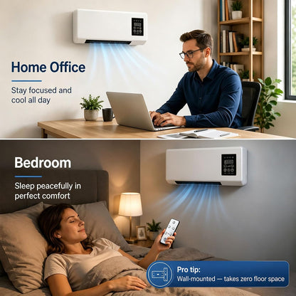  2000W 2-in-1 Portable Wall Mounted Air Conditioner, Mini Wall Mounted Air Conditioner, Fast Cooling And Heating, 8 Hours Timer For Home And Office,Red Flower