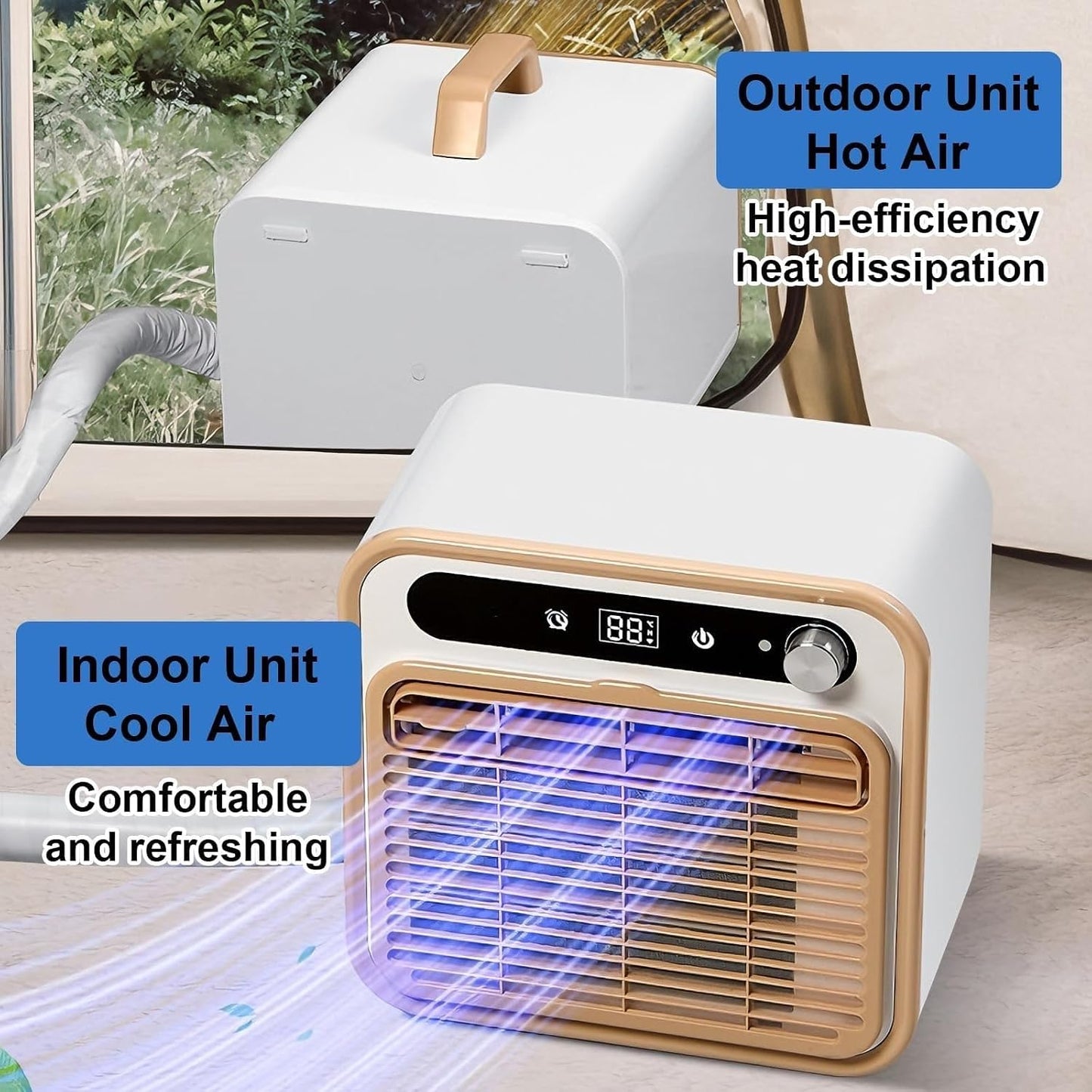  Compact Split AC 5000 BTU, Unité De Refroidissement Portable Avec Télécommande, Fonctionnement Silencieux Pour La Tente De VR De Chambre à Coucher, Aucun Kit De Fenêtre Nécessaire, Conception De Poign