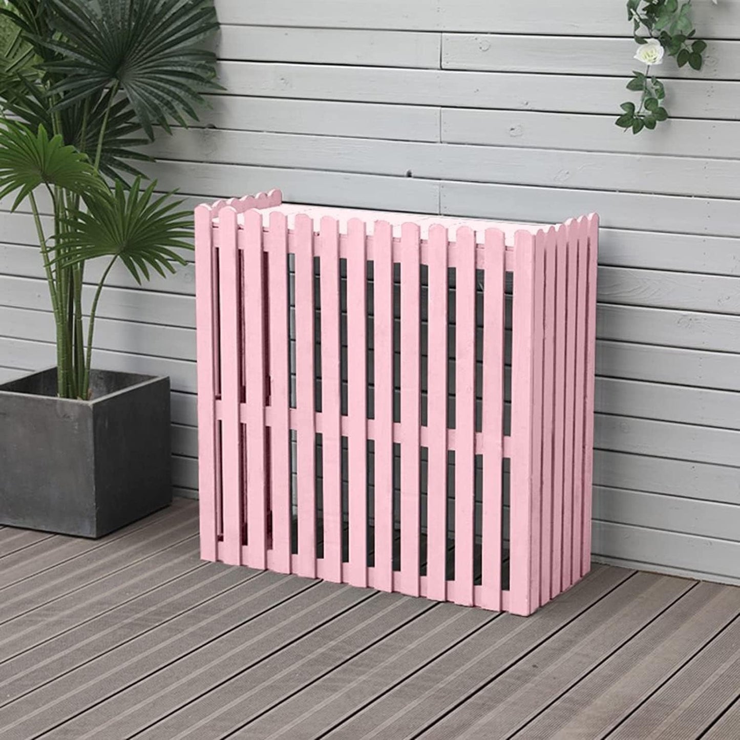 GENERIC Écran De Clôture Robuste Pour Climatiseur Extérieur Et Protection Pour Unités De Climatisation - Design En Bois Pour Cacher Le Climatiseur - Rose - Taille Rt