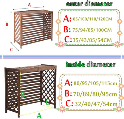 GENERIC Housse Pour Climatiseur Extérieur – Bois Massif Anti-corrosion Design élégant Pour Dissimuler L'unité De Climatisation Et Améliorer Le Rangement Des Plantes – Protection Résistante Aux Intempéries