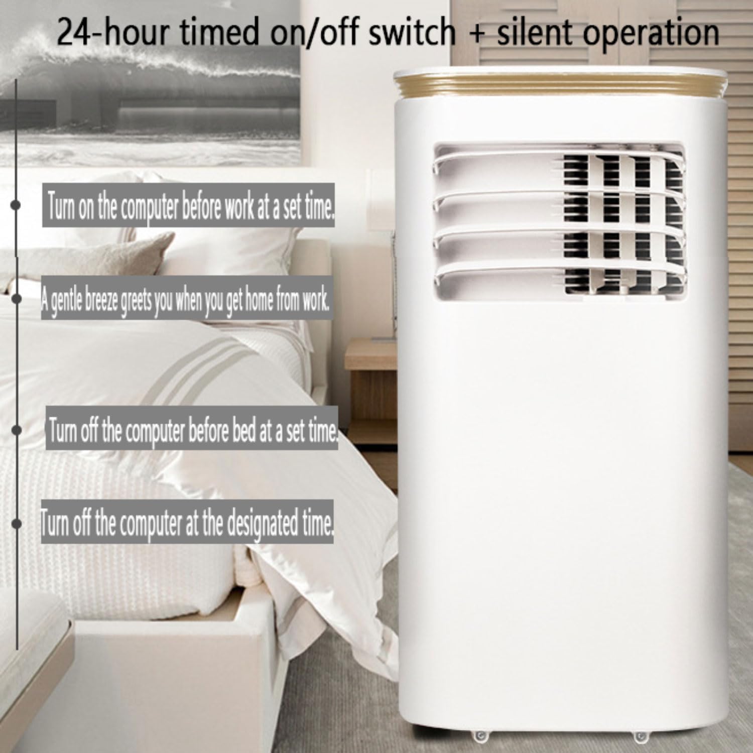 GENERIC Climatiseur Portable, Refroidissement Et Déshumidificateur économe En énergie, Fonctionnement Silencieux, Affichage Numérique, Kit De Fenêtre, Minuterie De 24 Heures, Oscillant à 120° Pour Chambre Et