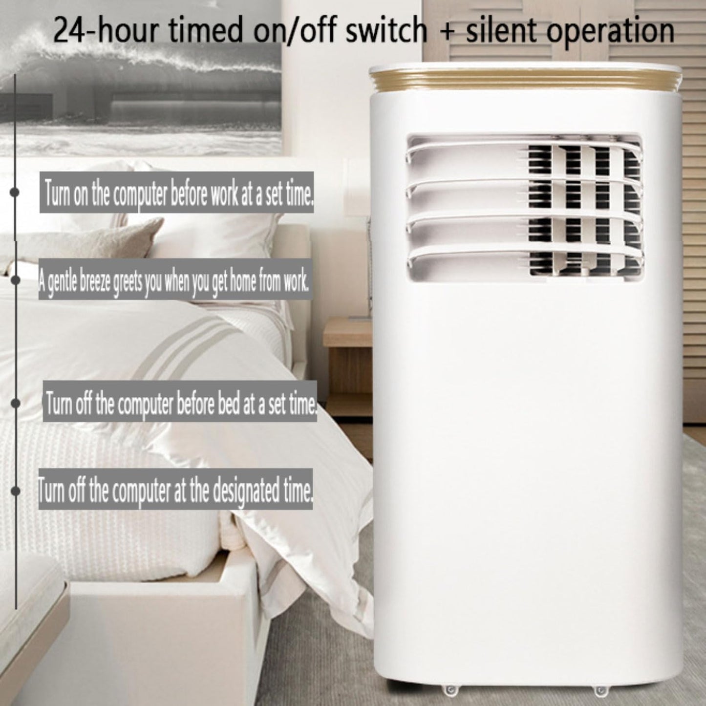 GENERIC Climatiseur Portable Avec Télécommande, Minuterie 24h, Ventilateur De Refroidissement Et Déshumidificateur, 2 Vitesses Et 3 Modes, Oscillation à 120° Pour Chambre Et Bureau