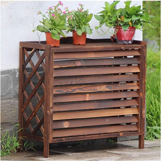  Housse De Protection Vintage Pour Climatiseur Extérieur - Protection De Clôture En Bois - Résistante Aux Intempéries - Unité AC - Poubelle Et Clôture - 95 X 40 X 89 Cm