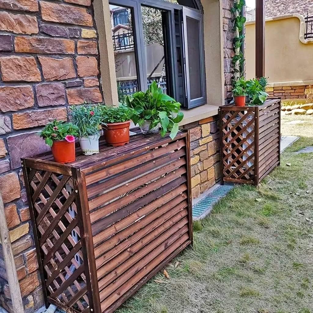  Couvercle En Bois Pour Climatiseur Extérieur - Support Pour Pot De Fleurs - Poubelle Autoportante - Pompe à Chaleur - Taille : 100 Cm - Résistant Aux Intempéries Et Design