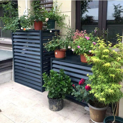  Housse De Protection En Aluminium Pour Climatiseur Intérieur Et Extérieur, Support De Pot De Fleurs, 100 X 50 X 70 Cm Et 110 X 60 X 80 Cm, Résistant Aux Intempéries, Blanc