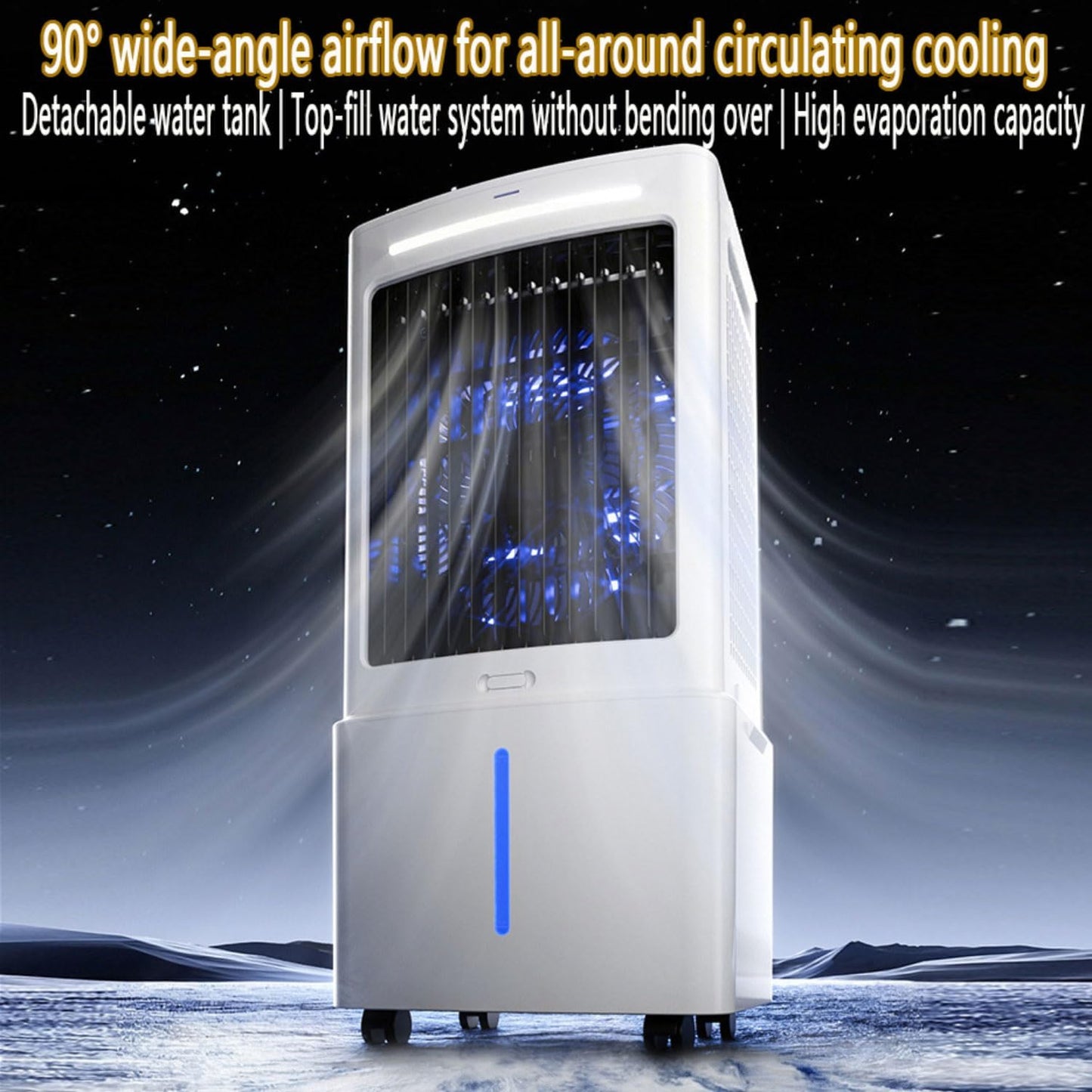 GENERIC Climatiseur Portable, Refroidisseur D'air Par évaporation Avec Réservoir De 25 L, Refroidissement Rapide, 3 Vitesses, Minuterie 12 H, Climatisation Sans Fenêtre Pour Chambre, Maison, Bureau
