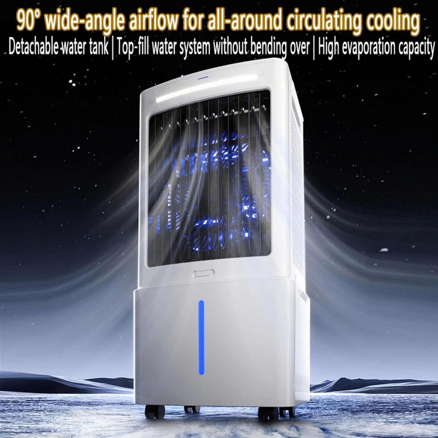 GENERIC Climatiseur Portable, Refroidisseur D'air Par évaporation Avec Réservoir De 25 L, Refroidissement Rapide, 3 Vitesses, Minuterie 12 H, Climatisation Sans Fenêtre Pour Chambre, Maison, Bureau