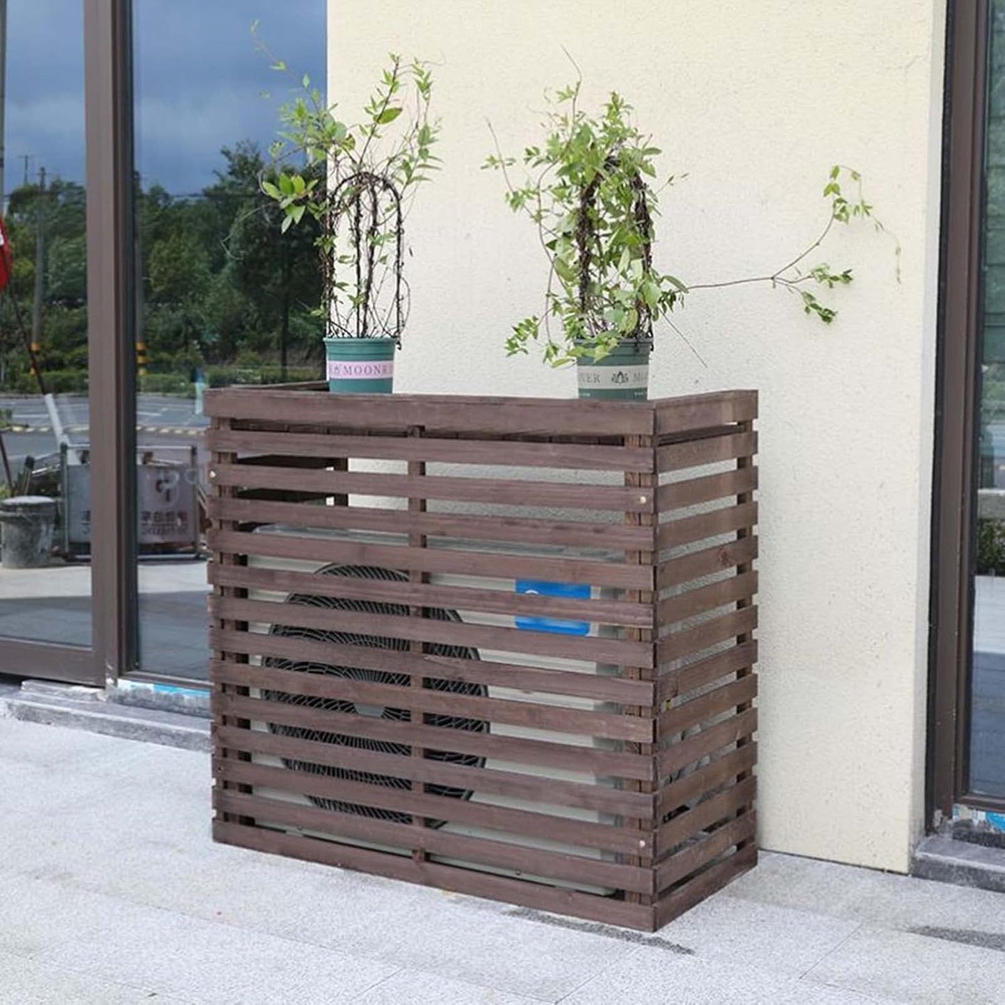  Housse D'extérieur Pour Climatisation – Élégante Et Résistante Aux Intempéries Pour Climatiseurs Centraux Volets Pour Dissimuler Les Unités Extérieures