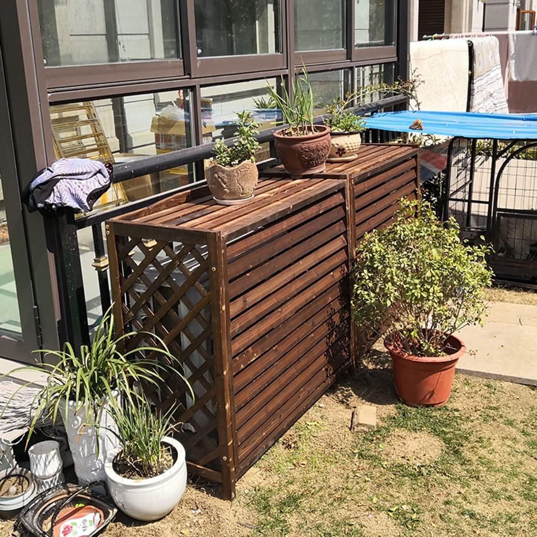  Housse De Climatiseur Extérieur En Bois, Clôtures De Confidentialité Cachées Pour Climatisation, Cadre à Persiennes Caché, Support De Plantes Anti-Corrosion