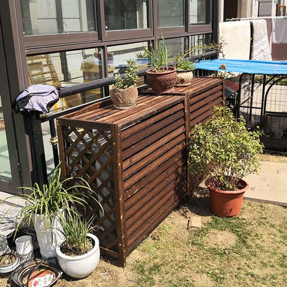  Housse De Climatiseur Extérieur En Bois, Clôtures De Confidentialité Cachées Pour Climatisation, Cadre à Persiennes Caché, Support De Plantes Anti-Corrosion