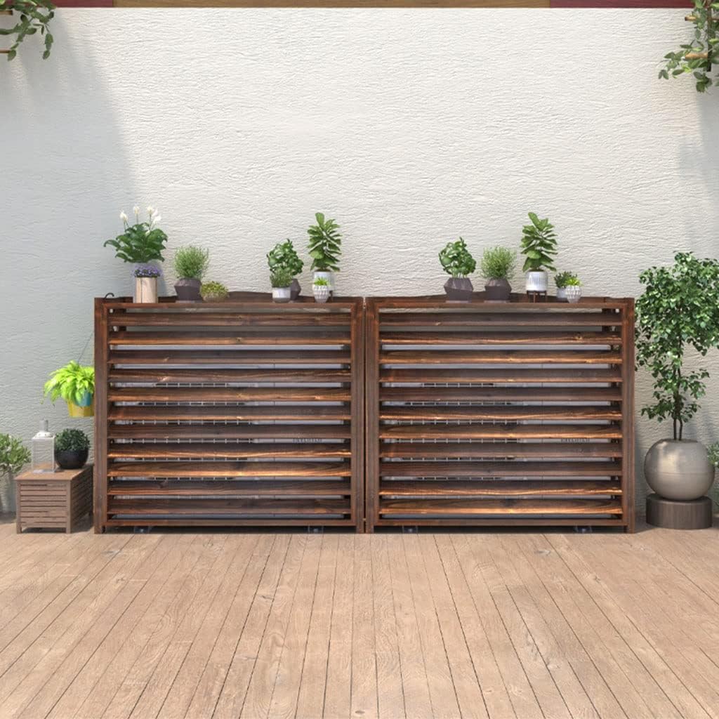  Housse De Protection En Bois Massif Pour Climatiseur D'extérieur Et Support De Fleurs Pour Balcon - Résistant Aux Intempéries Et à La Corrosion - 85 X 35 X 75 Cm