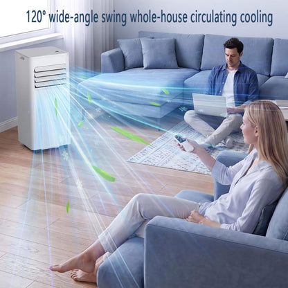  Climatiseur Portable Refroidit Jusqu'à 350 Sq.Ft., Unité De Climatisation Intelligente Avec Télécommande, Climatisation De Refroidissement Silencieux Avec Ventilateur Frais, Minuterie 24H, Kits De Fen