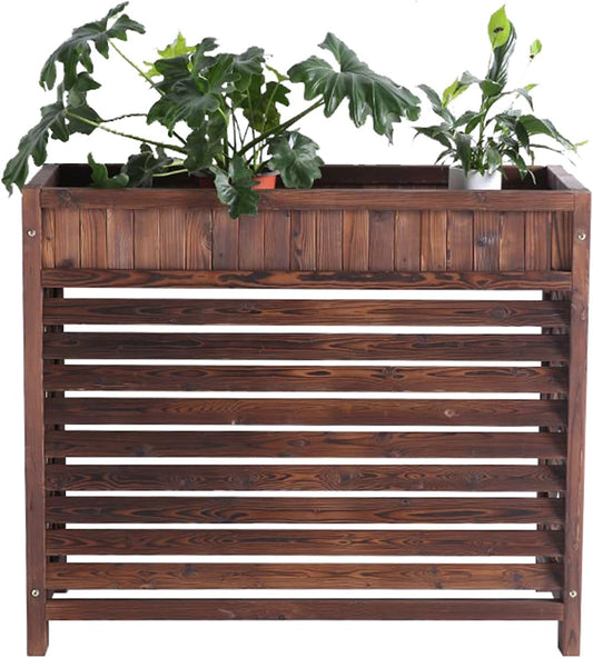 GENERIC Housse En Bois Pour Climatiseur Extérieur, Support à Persiennes En Bois Massif Et Support De Fleurs – Extérieur Du Climatiseur – Ion élégant Pour Unités De Climatisation – 111 Cm