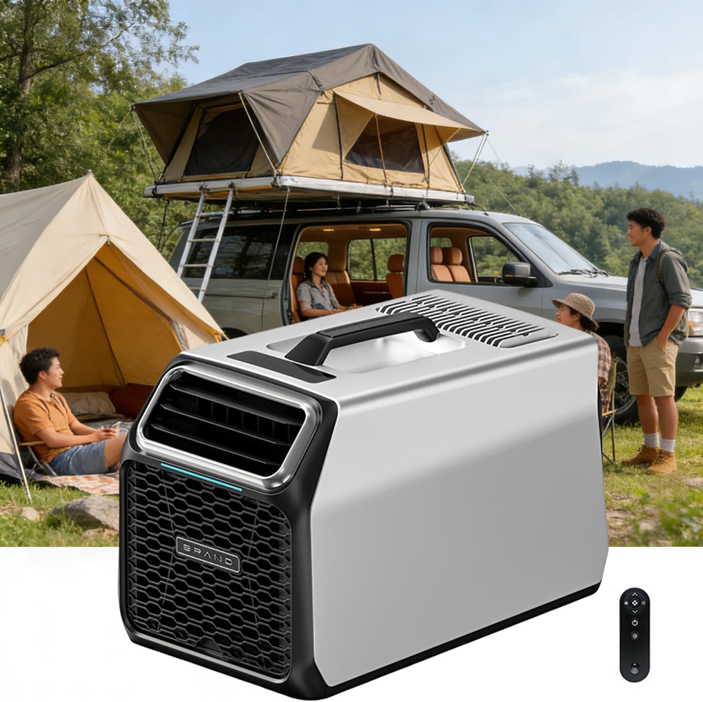  Nouveau Climatiseur Portable Camping 3500 BTU Pour Tente Et Petits Espaces (3–5 M²), Climatiseur Mobile Silencieux Pour Camping-Car, Avec Minuterie Et Télécommande Silver