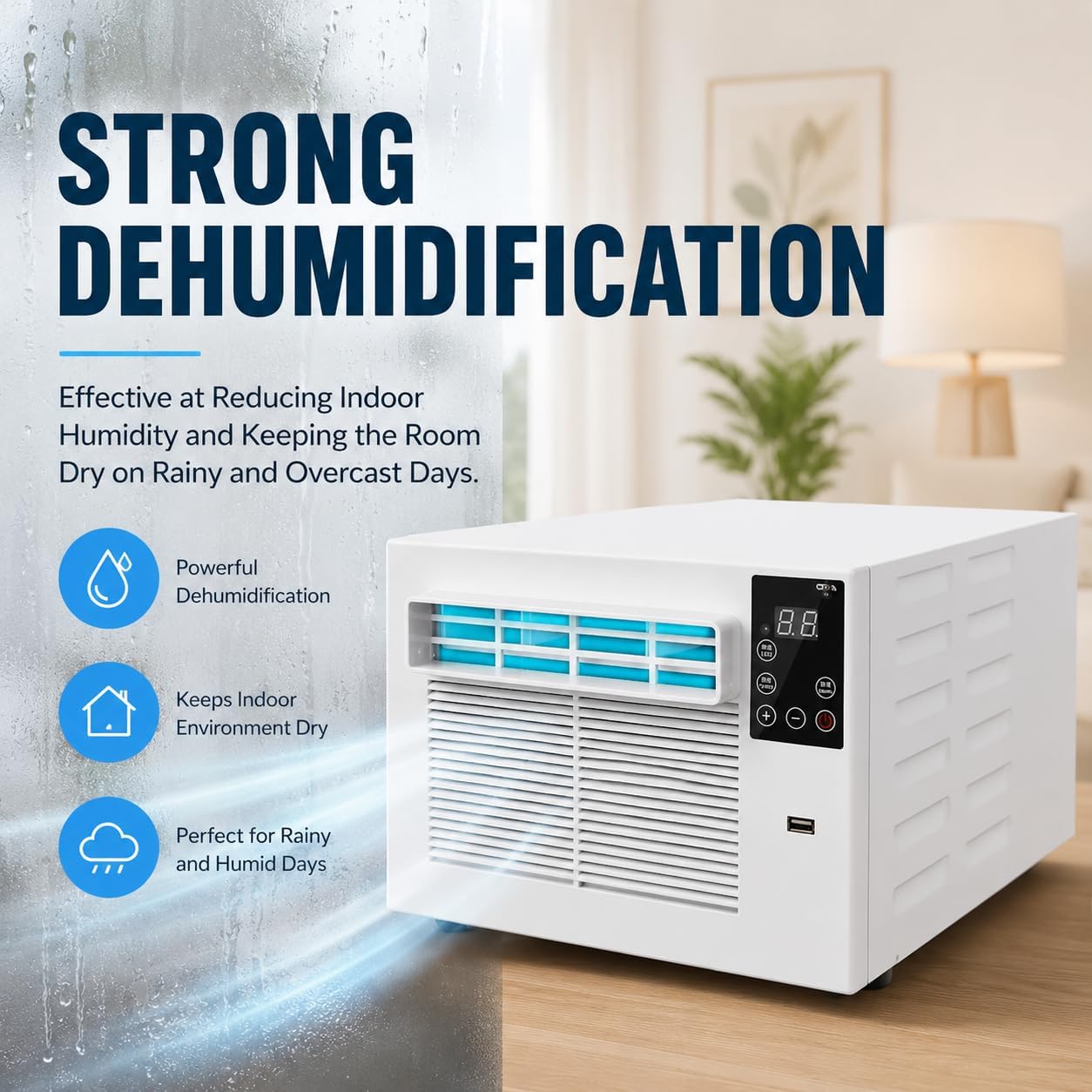 GENERIC Whisper Calme Portable AC 1876 BTU, Climatiseur Compact Déshumidificateur Pour 5 Sqm Dortoirs, Déplacement Facile Avec Roulettes, Unité De Refroidissement à Faible Puissance Pour Cuisine De Chambre, P