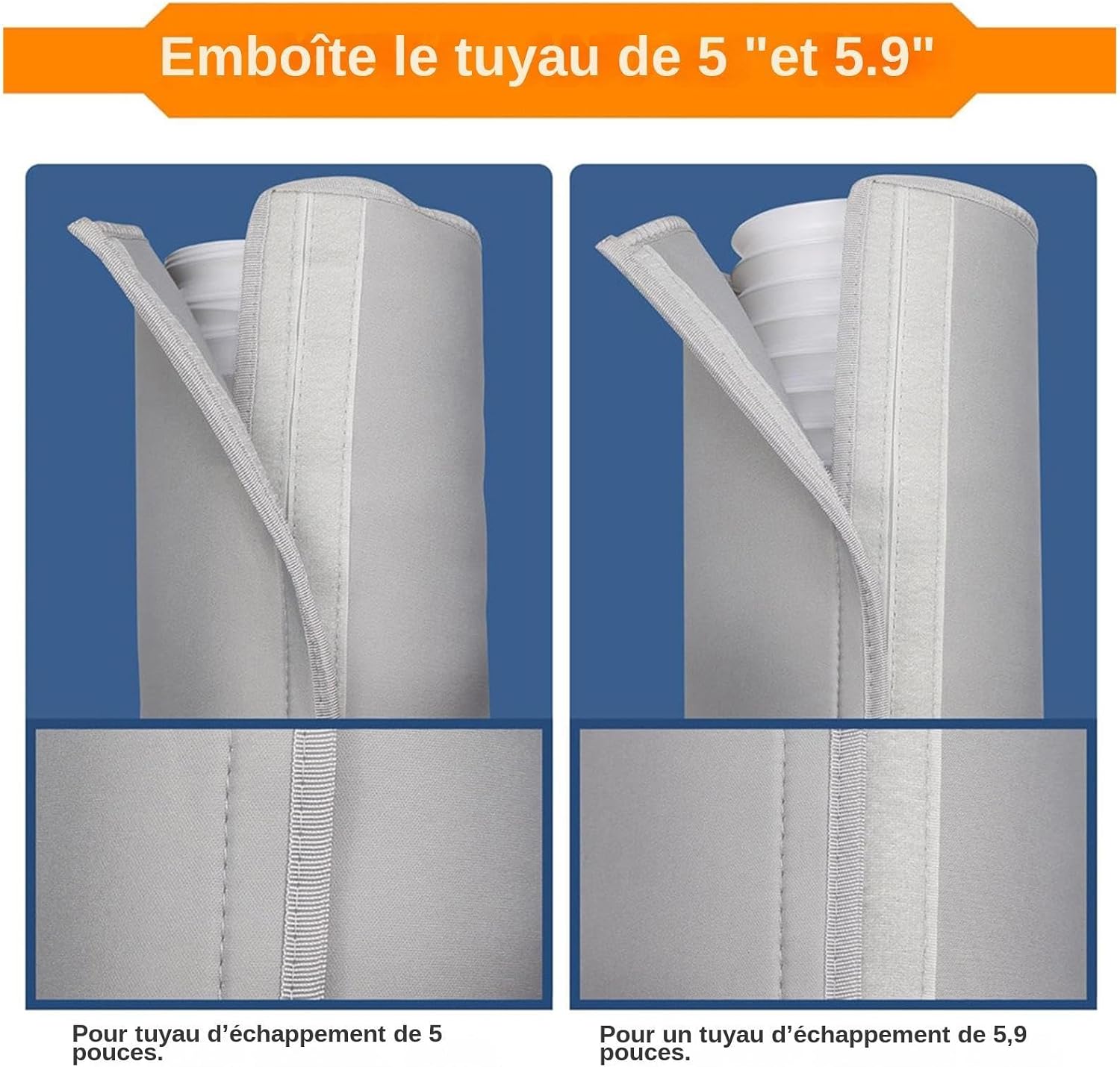  Housse Pour Tuyau De Climatiseur Portable, Housse Isolante 3 Sangles | Bande Calorifuge Pour Tuyau Climatiseur Ajustables Pour Tuyaux D'échappement De 5" 5,9" De Diamètre, Hiver Intérieur Garage