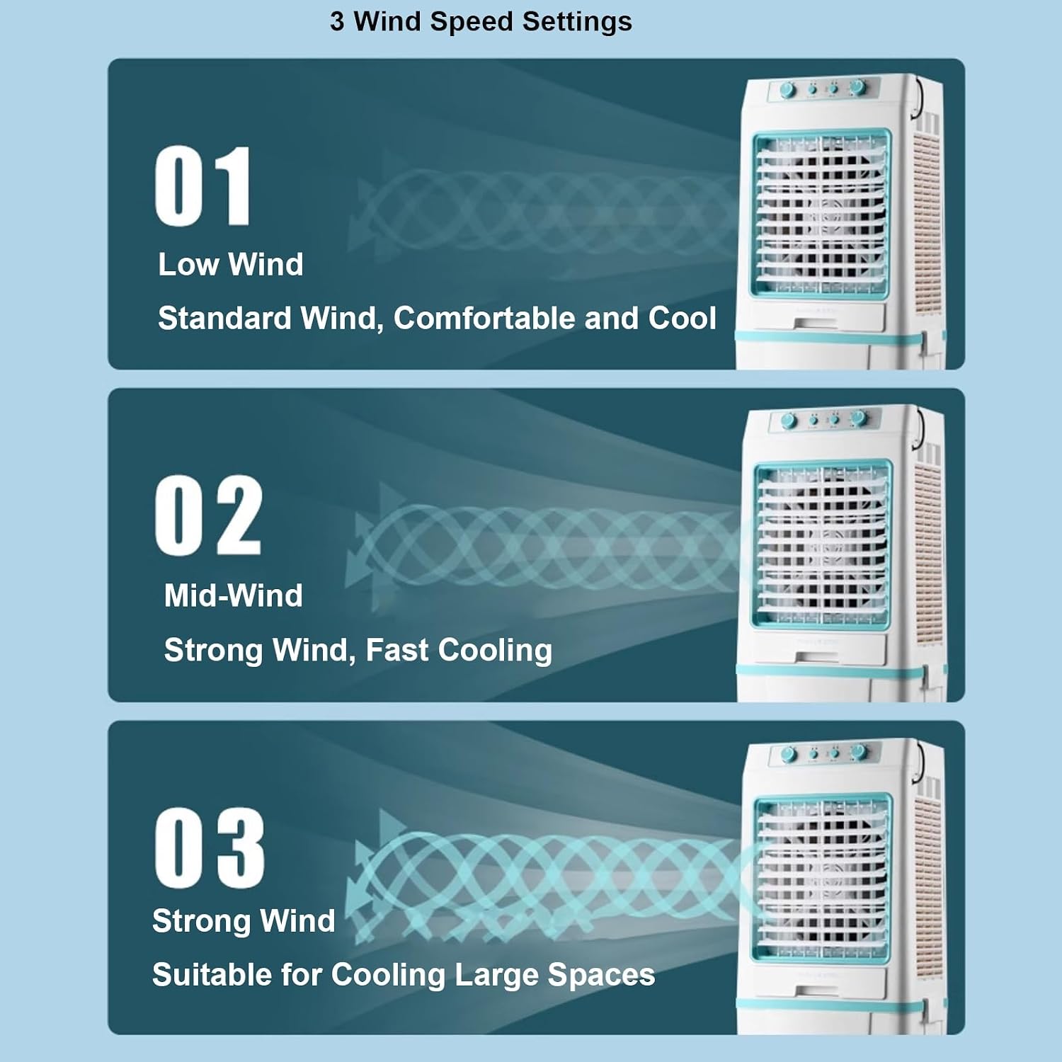  Climatiseur Mobile, Refroidisseur D'air 3 En 1, Réservoir De 40 L, 4 Packs De Glace, 3 Modes Et 3 Vitesses, Climatiseur Mobile Sans Evacuation, 110 Cm