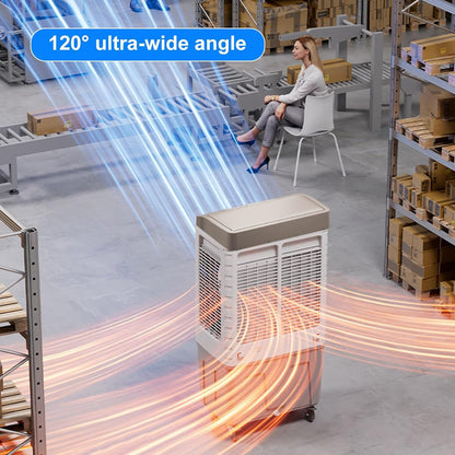  Climatiseur Mobile Sans évacuation, Rafraichisseur D'air Réservoir De 50 L, Télécommande, Oscillation à 120°, 3 Vitesses