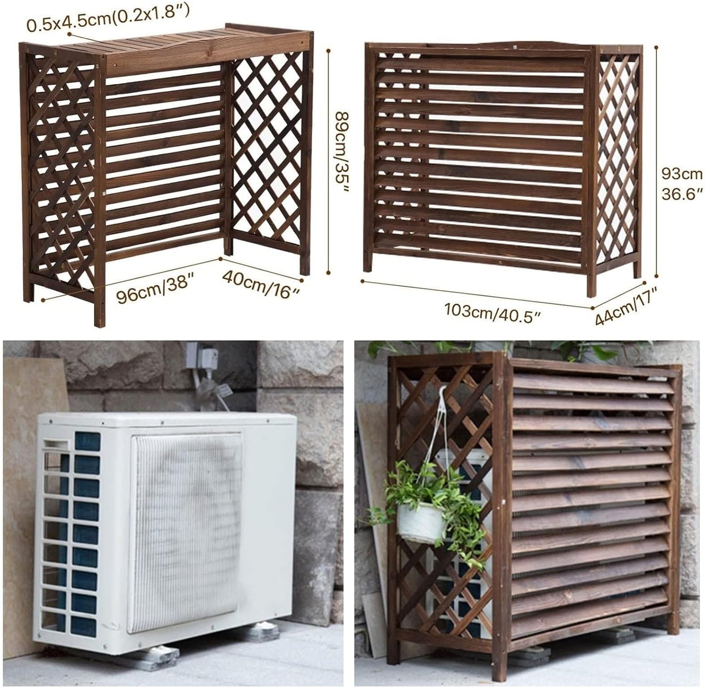  Housse De Protection Pour Climatiseur En Bois Massif, Séparateur D'espace, Boîtier De Poubelle, Support De Fleurs, Grille De Protection Pour Climatiseur Et Chauffage
