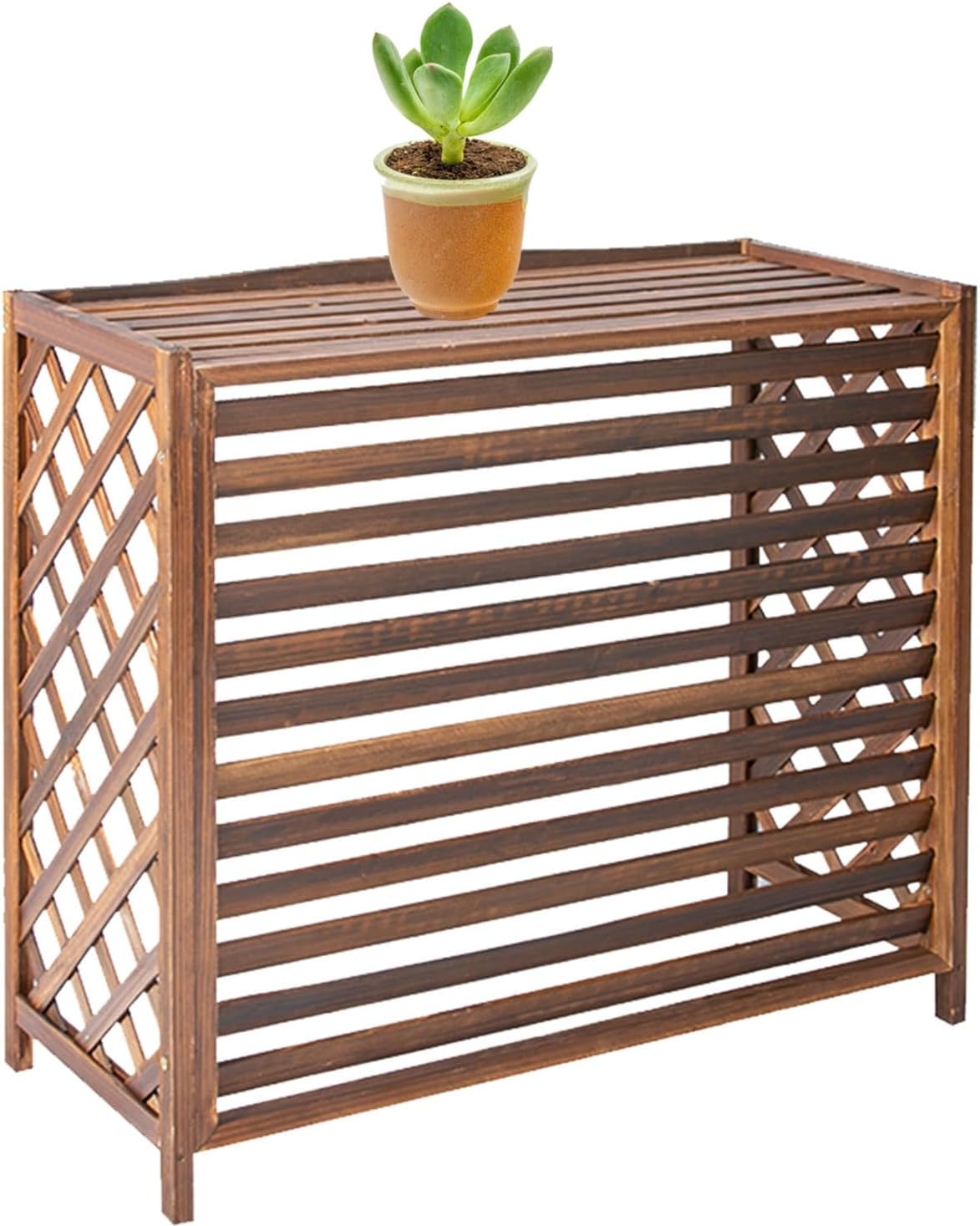 GENERIC Housse Pour Climatiseur Extérieur – Bois Massif Anti-corrosion Design élégant Pour Dissimuler L'unité De Climatisation Et Améliorer Le Rangement Des Plantes – Protection Résistante Aux Intempéries