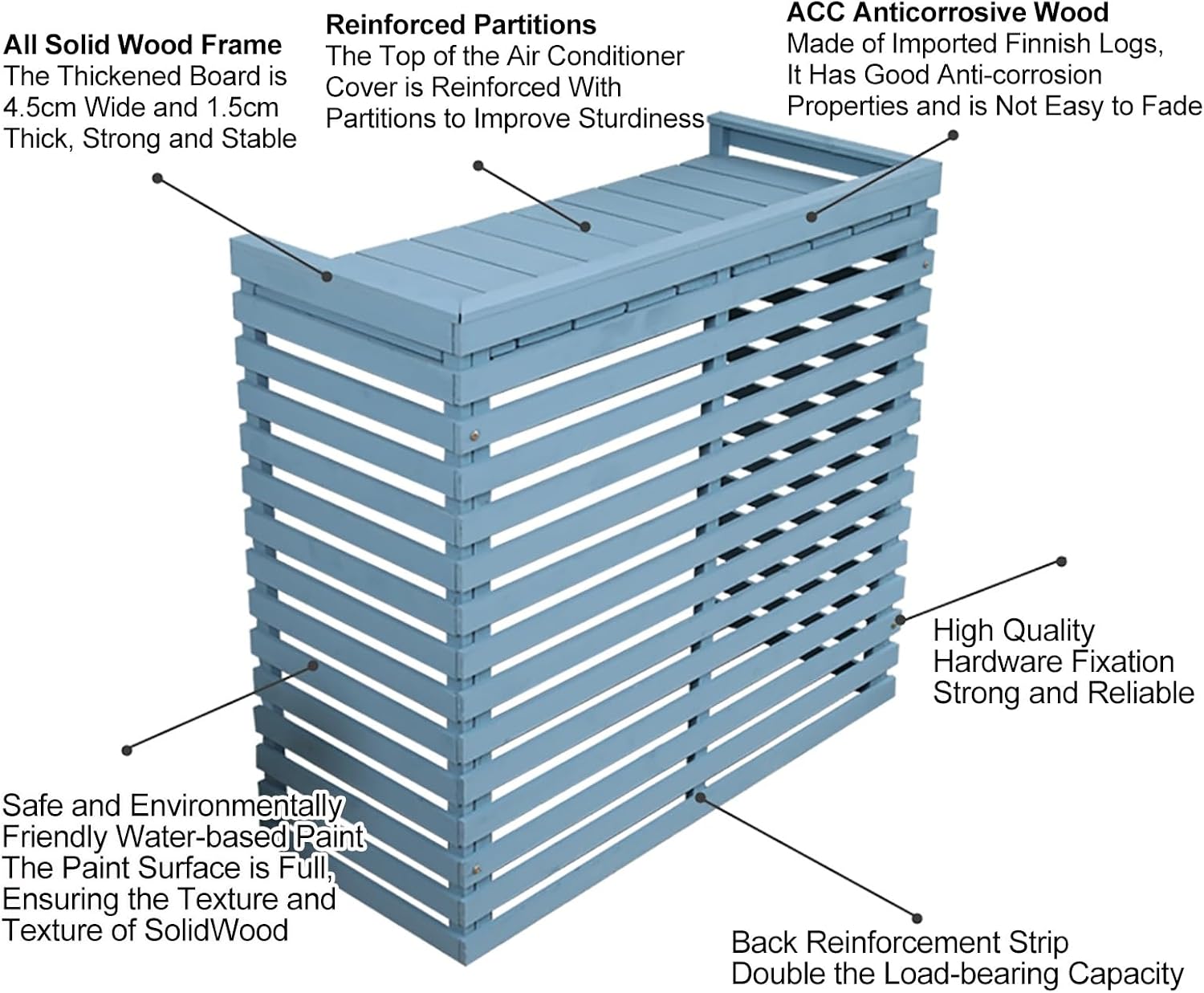 Housse Décorative Pour Climatiseur Pour Clôture Extérieure – Housse En Bois Pour Unité De Climatisation Et Support De Plantes Avec Protection Supérieure Résistante Aux Intempéries Et Design élégant