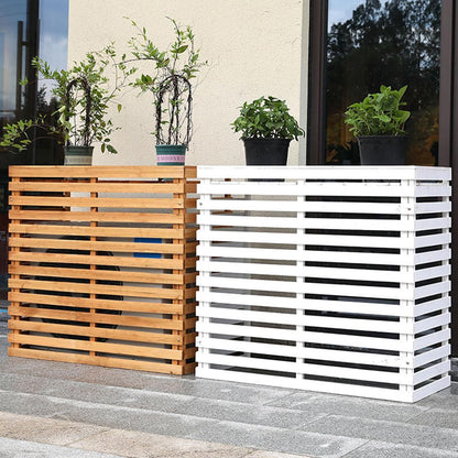 GENERIC Housse De Climatiseur D'extérieur En Bois Massif Avec Persiennes Et Support De 85 X 35 X 80 Cm, Design élégant Résistant Aux Intempéries Pour Terrasse Et Jardin