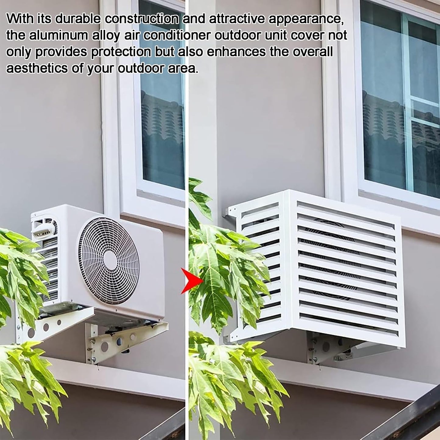  Housse De Protection En Aluminium Pour Climatiseur Et Pompe à Chaleur, Résistante Aux Intempéries, Blanc Et Gris, Taille 100 – Idéal Pour Toutes Les Saisons