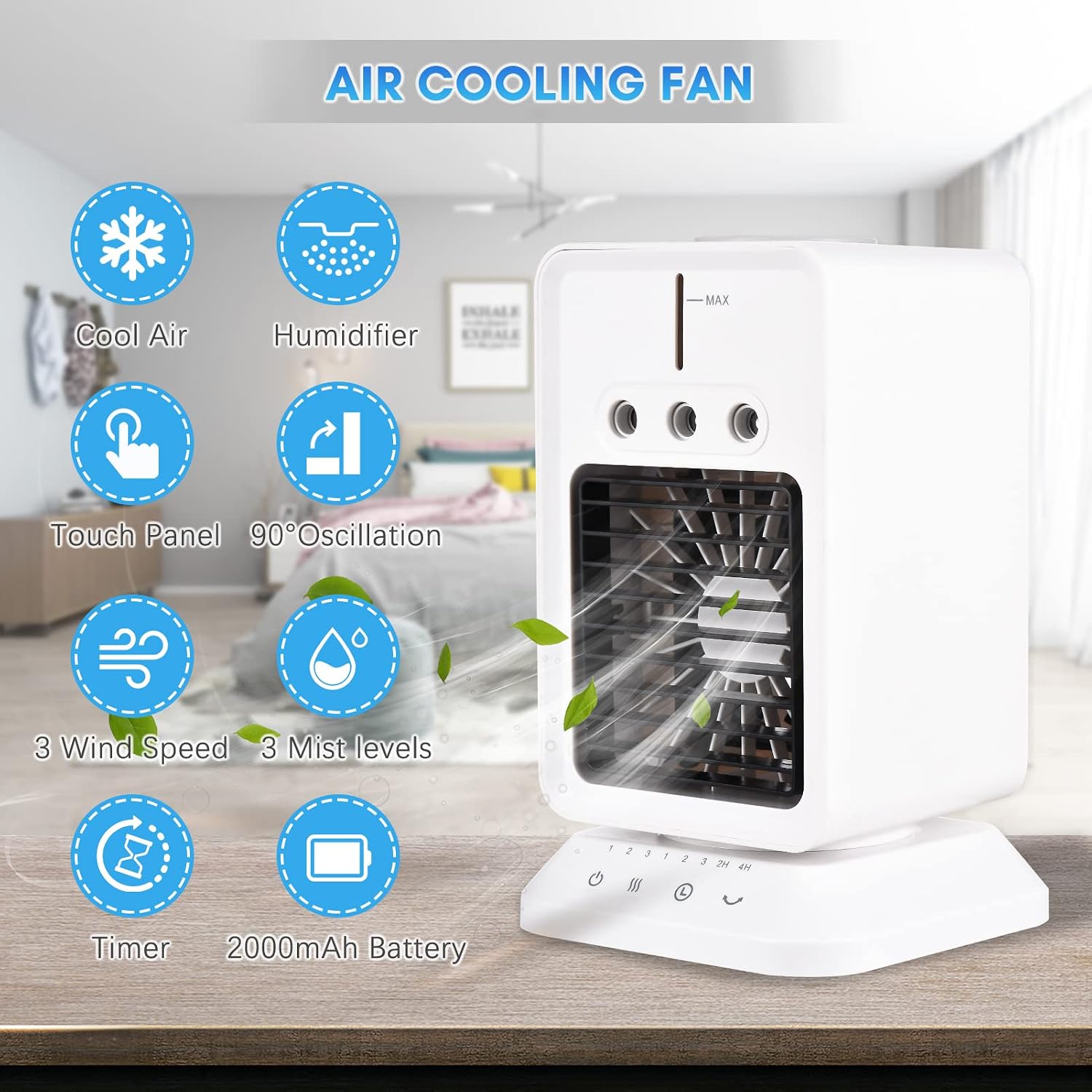  Refroidisseur D Portable Pour Bureau Climatiseur Avec Humidificateur Int Gr 3 Vitesses De Ventilation Et Fonction Rafra Chissement Rapide