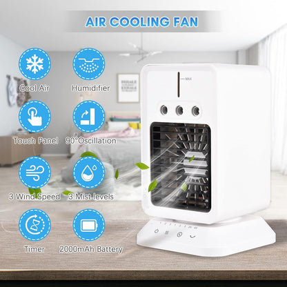  Refroidisseur D Portable Pour Bureau Climatiseur Avec Humidificateur Int Gr 3 Vitesses De Ventilation Et Fonction Rafra Chissement Rapide