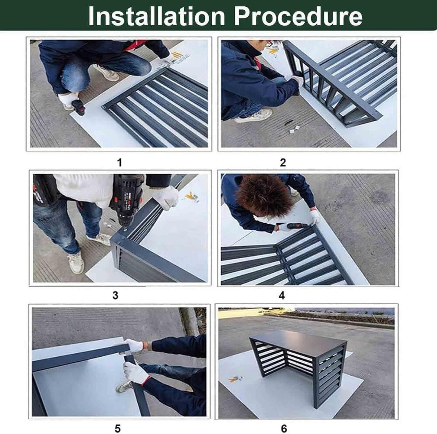 GENERIC Housse De Climatiseur D'extérieur Résistante Aux Intempéries – Protecteur De Pompe à Chaleur En Aluminium Décoratif Et Réduction Du Bruit Pour Toutes Les Saisons – Idéal Pour La Maison Et Le Jardin