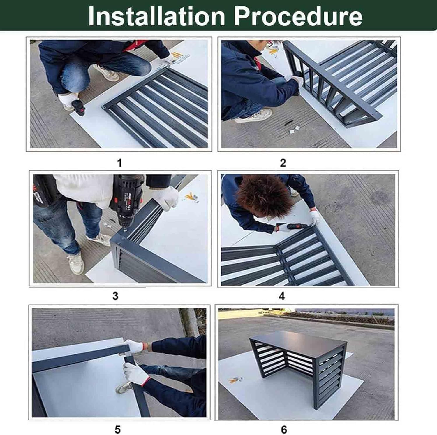 GENERIC Housse De Climatiseur D'extérieur Résistante Aux Intempéries – Protecteur De Pompe à Chaleur En Aluminium Décoratif Et Réduction Du Bruit Pour Toutes Les Saisons – Idéal Pour La Maison Et Le Jardin