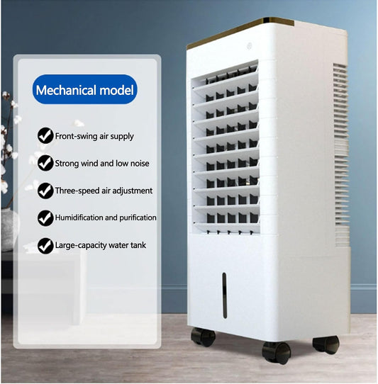  Ventilateur Climatiseur Mobile, Rafraîchisseur D'air à 3 Vitesses, Réservoir D'eau Grande Capacité, Humidification Et Purification, Minuterie 12 Heures, 75 W, Modèle Méca