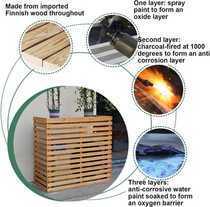  Housse En Bois Pour Climatiseur – Clôture élégante Pour Pompe à Chaleur Extérieure Pour Dissimuler Les Unités De Climatisation, Design Résistant Aux Intempéries Pour Améliorer L'esthétique Extérieure