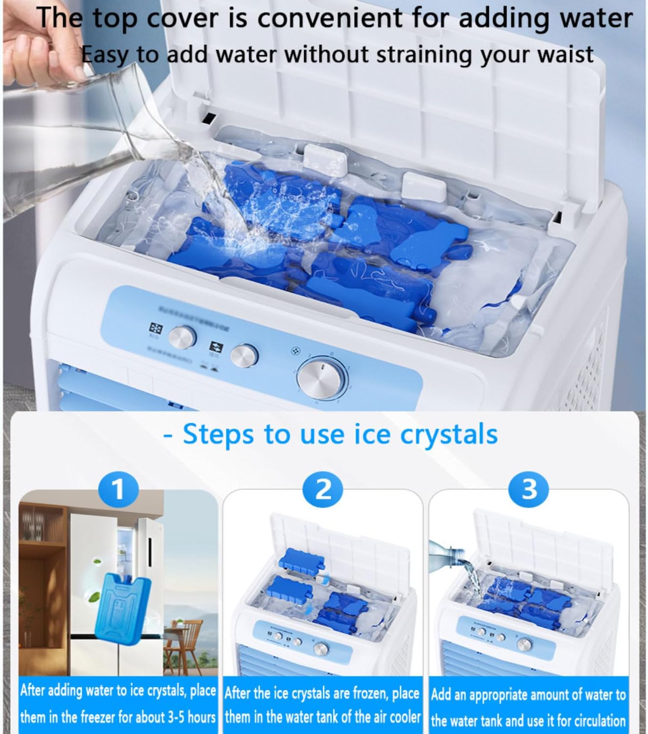 GENERIC Refroidisseur D'air Portable Avec 3 Vitesses, Grand Réservoir D'eau Et Batterie à Glace.120° Pivotant, Fonctionnement Calme 36dB.Idéal Pour La Chambre à Coucher, Le Bureau Ou La Terrasse.Mouvement Fac