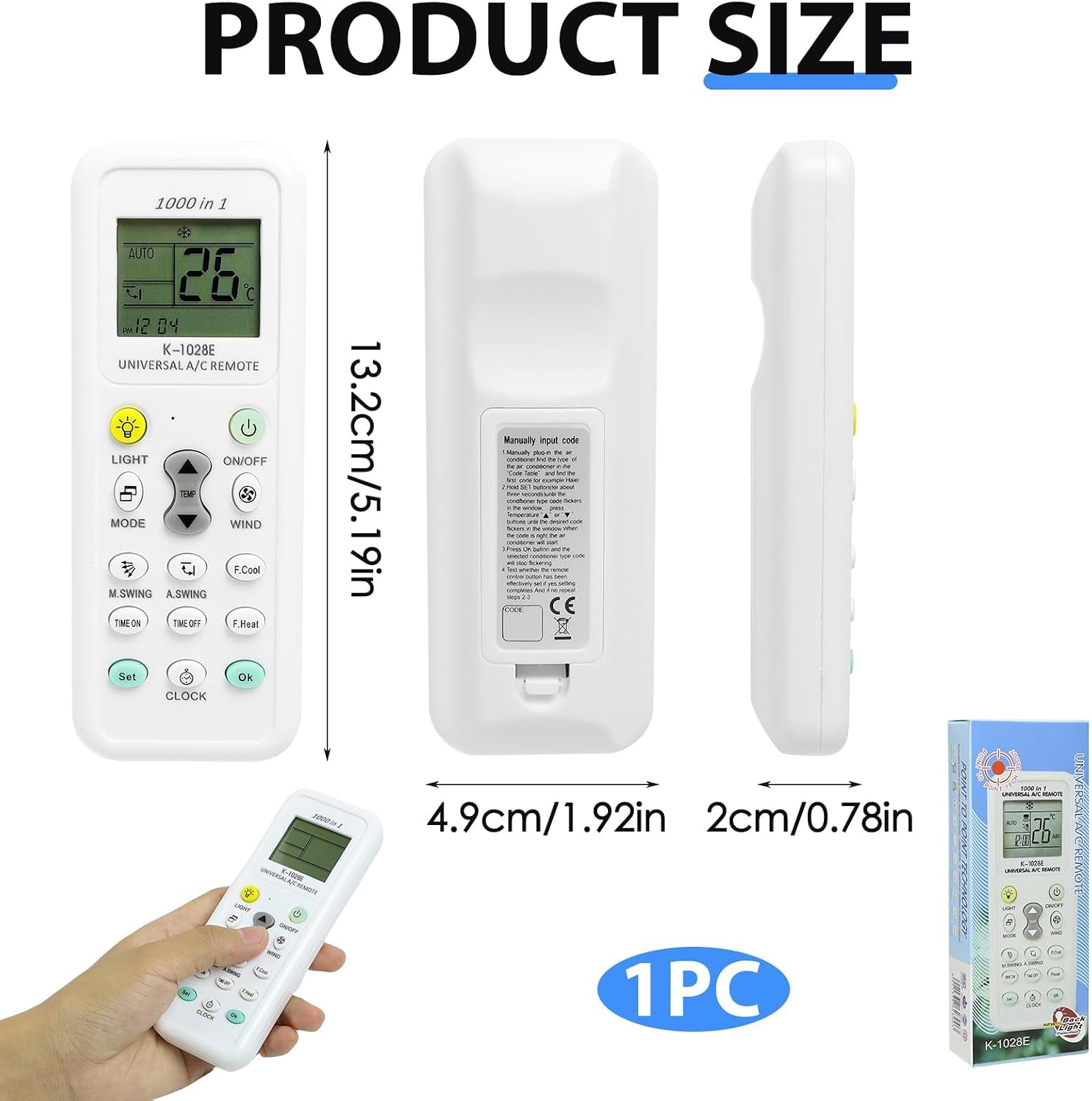  Telecommande Universelle Clim Pour LG, Gree, Midea, Toshiba, Haier, Daikin, Hitachi, Sharp, Samsung, Sanyo, Hisense Et Plus De 1000 Marques, Télécommande Climatiseur Universelle