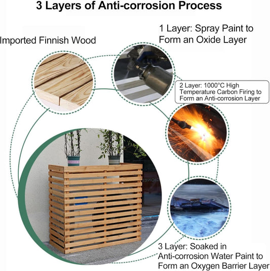  Housse De Protection Pour Climatiseur Extérieur, Support De Plantes En Bois Avec Couvercle Supérieur, 105 X 45 X 95 Cm, Protection Contre Les Intempéries, Design élégant Pour Clôtures Et Jardins
