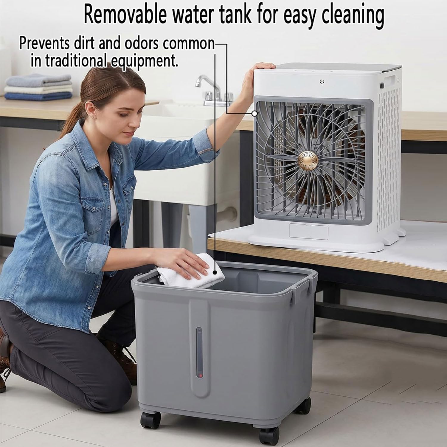 GENERIC Climatiseurs Portables Refroidisseur D'air évaporatif Refroidisseur D'air Portable Unité De Climatisation Pour Ventilateur De Refroidissement Sans Fenêtre De Chambre Qui Soufflent D'air Froid Avec 32L