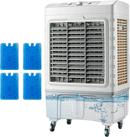 GENERIC Ventilateur De Refroidisseur D'air évaporatif De 55L, Refroidisseurs Portables Oscillants De 120 ° Pour Patio Extérieur, Grand Réservoir D'eau Avec Cristaux De Glace, 3 Vitesses Et Fonctionnement Sile
