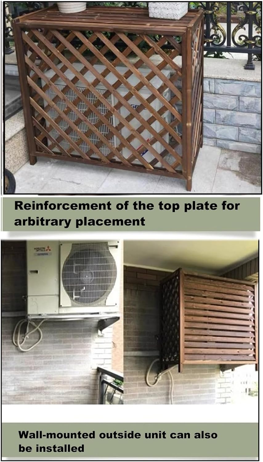 GENERIC Housse De Protection Pour Climatiseur D'extérieur – Protection En Bois Massif Résistant Aux Intempéries – Design Toutes Saisons – Décoration D'intérieur élégante – Idéale Pour La Maison Et Le Jardin