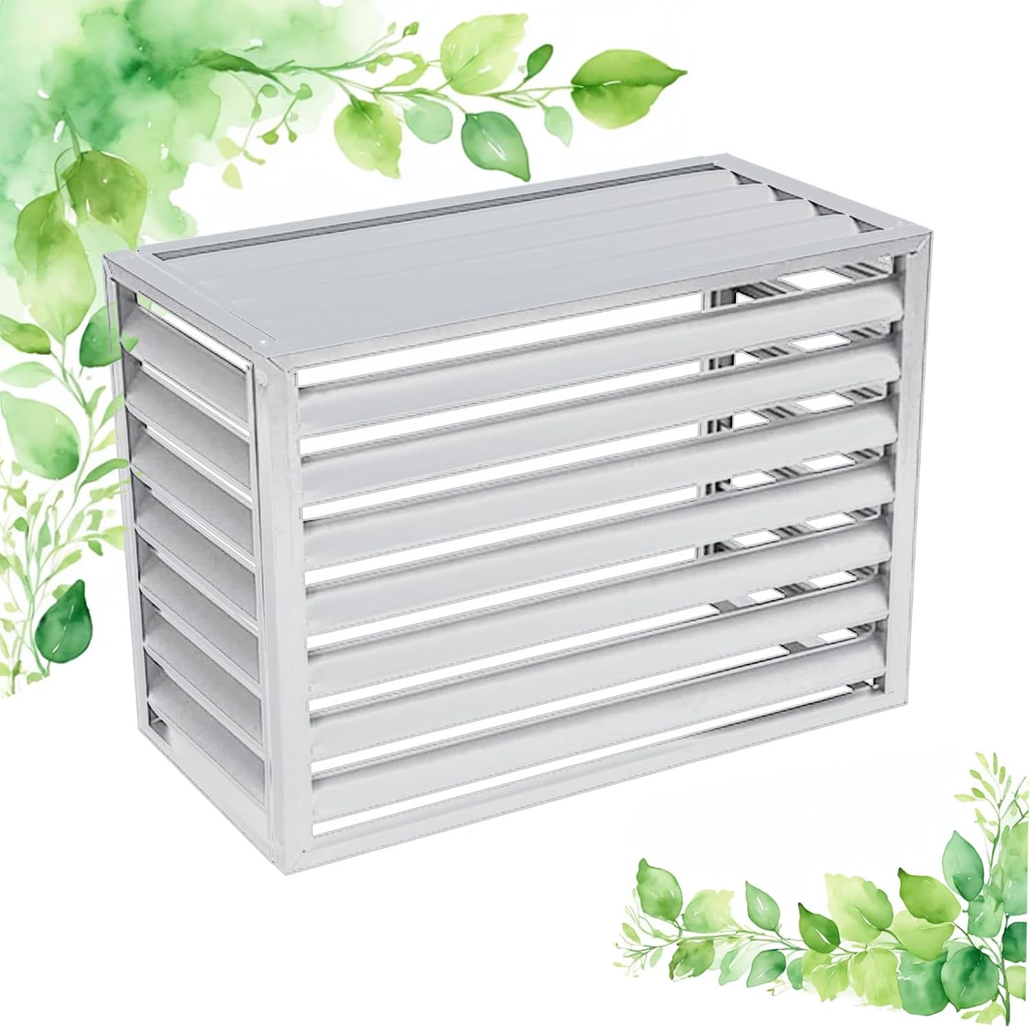 GENERIC Clôture En Aluminium Pour Climatiseur – Dessus à Persiennes Blanches 100 X 50 X 70 Cm (1,5P) – Housse De Protection Pour Condensateur Extérieur Et écran De Pompe à Chaleur Pour Une Durabilité Et Un