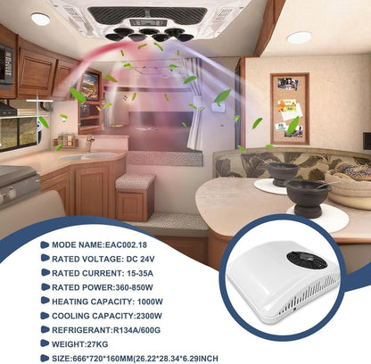 GENERIC Climatiseur 9500 BTU - Unité De Climatisation De Stationnement à Faible Puissance Avec Compresseur à Vis Pour Le Chauffage Et Le Refroidissement Pour Camping-car, Camion, Bateau, Caravane